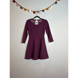 Lulus burgundy lacy open back skater dress